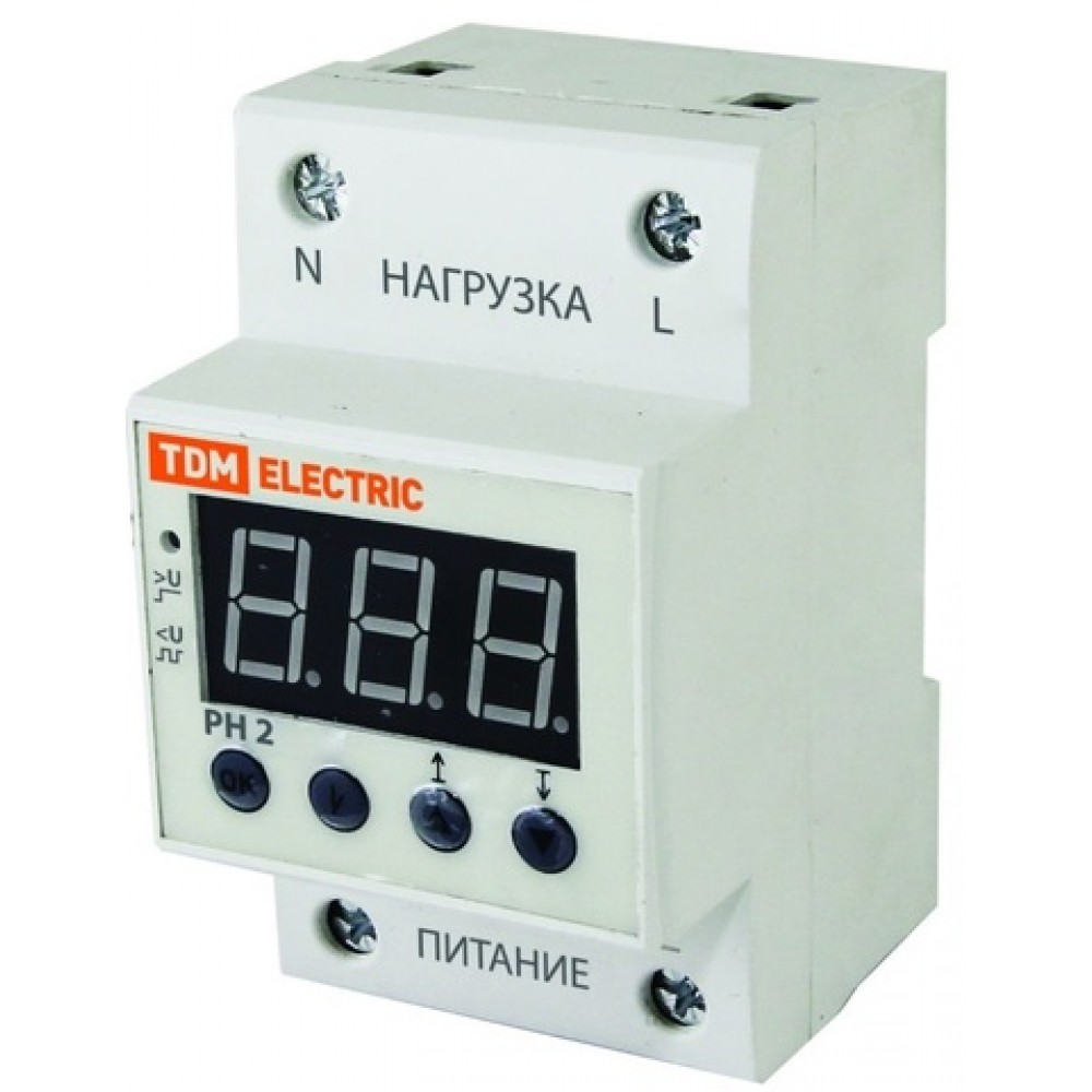Реле контроля напряжения TDM РН2 40А 220В LED дисплей (50)