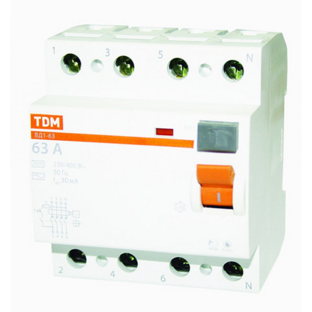 УЗО 4Р 40А 30мА TDM ВД1-63 (3)