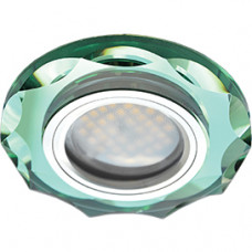 Светильник Ecola MR16 DL1653 GU5.3 Glass Стекло Круг с вогнутыми гранями Изумруд / Хром 25x90
