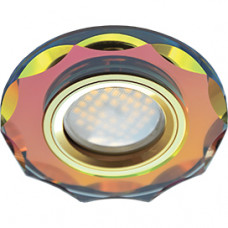 Светильник Ecola MR16 DL1653 GU5.3 Glass Стекло Круг с вогнутыми гранями Мультиколор / Золото 25x90