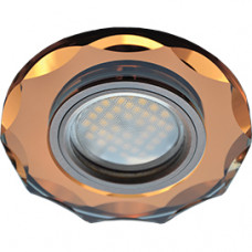 Светильник Ecola MR16 DL1653 GU5.3 Glass Стекло Круг с вогнутыми гранями Янтарь / Черненая медь 25x90
