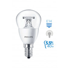 Лампа диодная шар G45 5.5Вт Е14 4000К Philips CorePro прозрачная (10)
