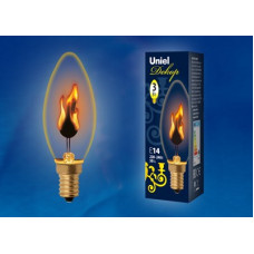 Лампа диодная свеча 3Вт Е14 Uniel Flame пламя (100)