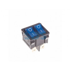 Выключатель Rexant вкл-выкл 6А мини подсветка двойной синий (10)